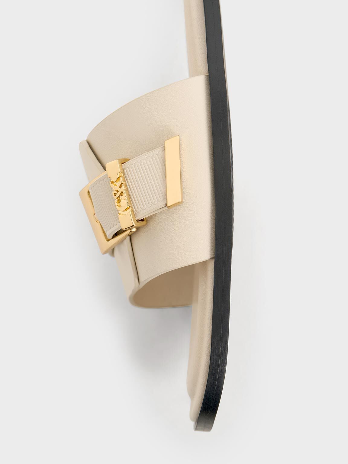 CHARLES & KEITH Latest / Whitney Leather Slide Sandals - Chalk