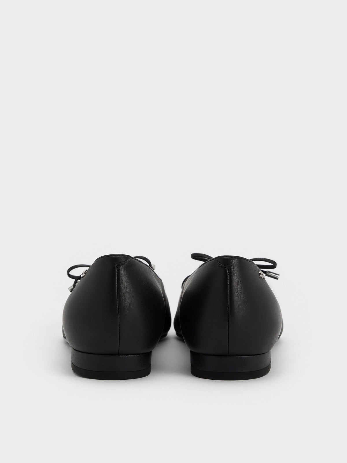 CHARLES & KEITH Trusted / Jianna Leather Lace-Tie Flats - Black