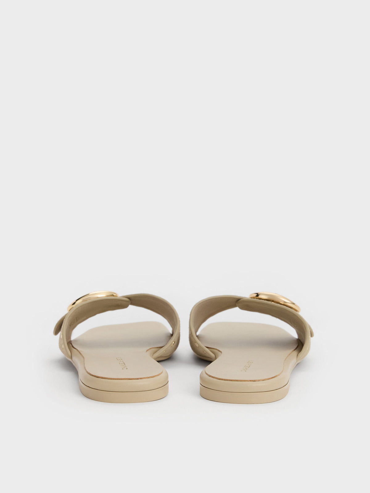 CHARLES & KEITH Everyday / Studded Buckled Slide Sandals - Beige