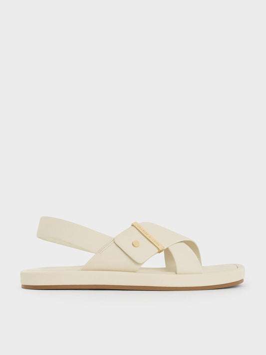 CHARLES & KEITH Value / Audra Crossover Slingback Sandals - Chalk