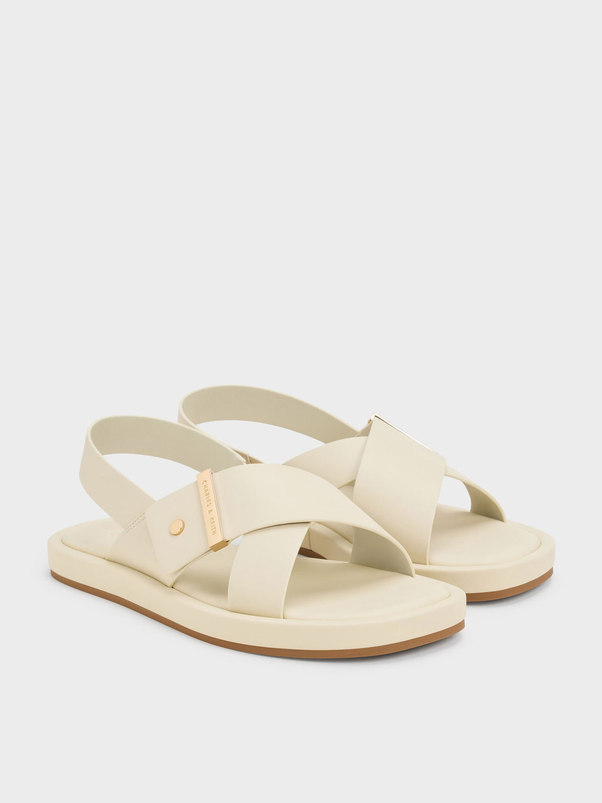 CHARLES & KEITH Value / Audra Crossover Slingback Sandals - Chalk