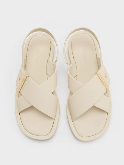 CHARLES & KEITH Value / Audra Crossover Slingback Sandals - Chalk