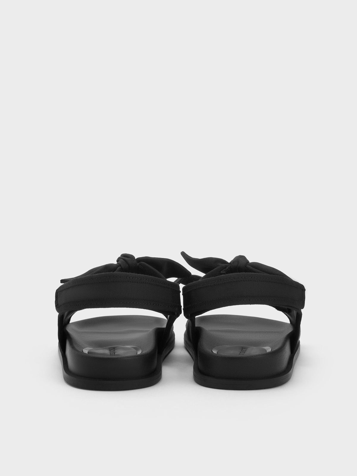 CHARLES & KEITH Latest / Silk Knot-Bow Slingback Sandals - Black Textured