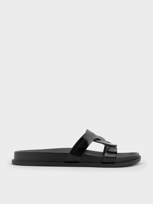 CHARLES & KEITH Sale / Fannie Interwoven Slide Sandals - Black Box