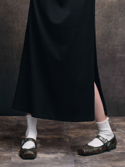 CHARLES & KEITH Essential / Myler Crinkle-Effect Bow Mary Janes - Dark Brown