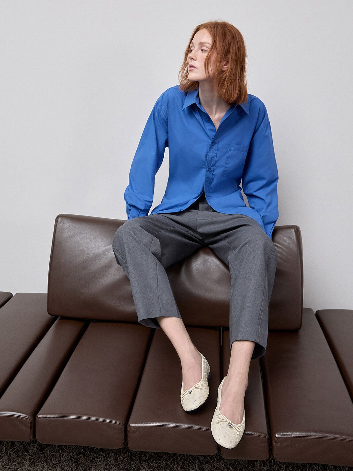 CHARLES & KEITH Trusted / Ivette Woven Bow Ballet Flats - Chalk