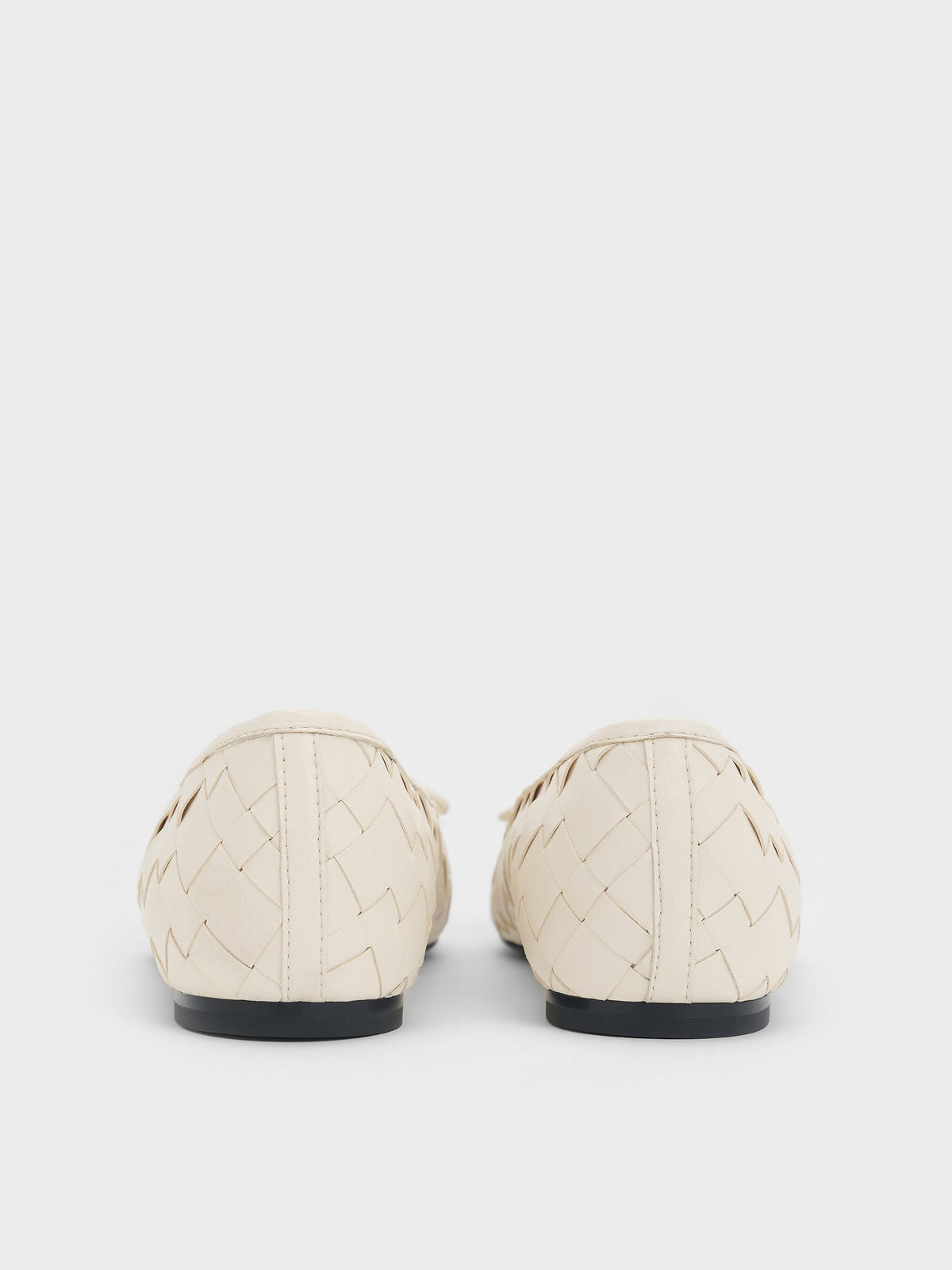 CHARLES & KEITH Trusted / Ivette Woven Bow Ballet Flats - Chalk
