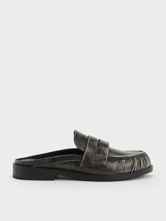 CHARLES & KEITH Classic / Dylan Penny Loafer Mules - Grey