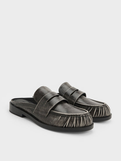CHARLES & KEITH Classic / Dylan Penny Loafer Mules - Grey