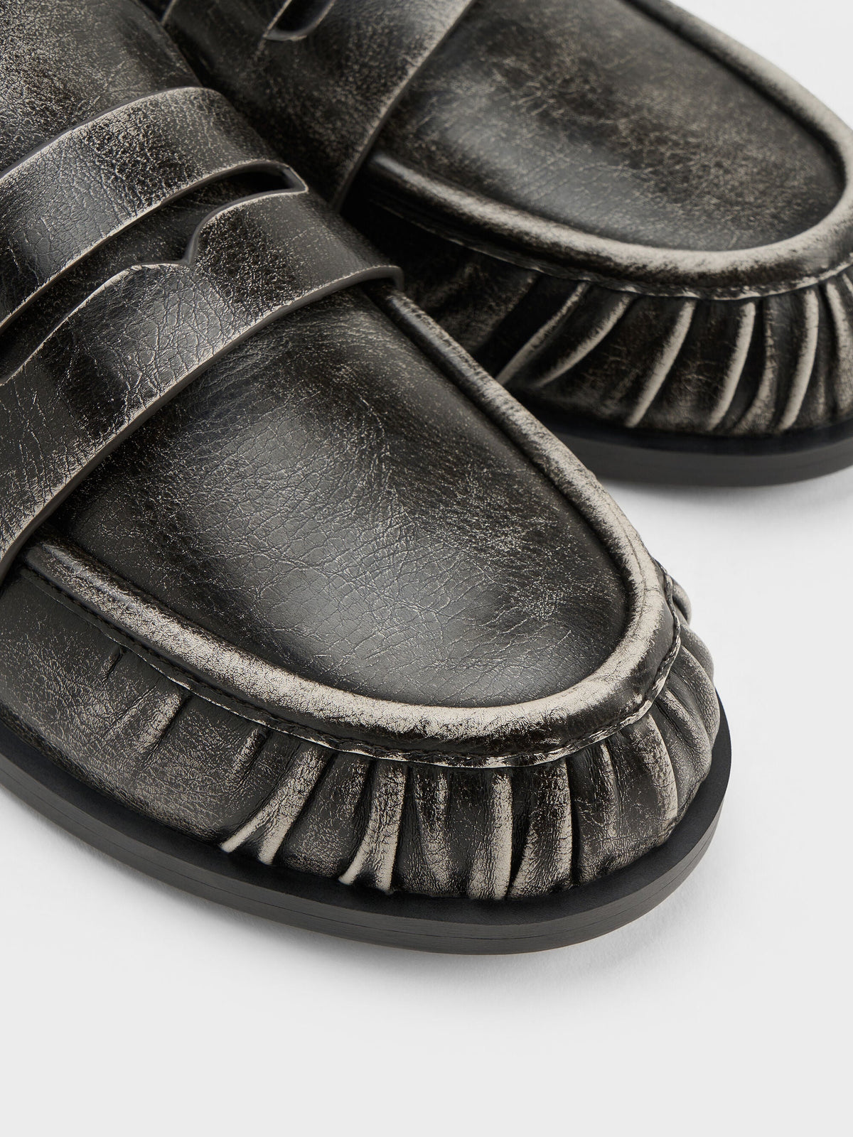 CHARLES & KEITH Classic / Dylan Penny Loafer Mules - Grey