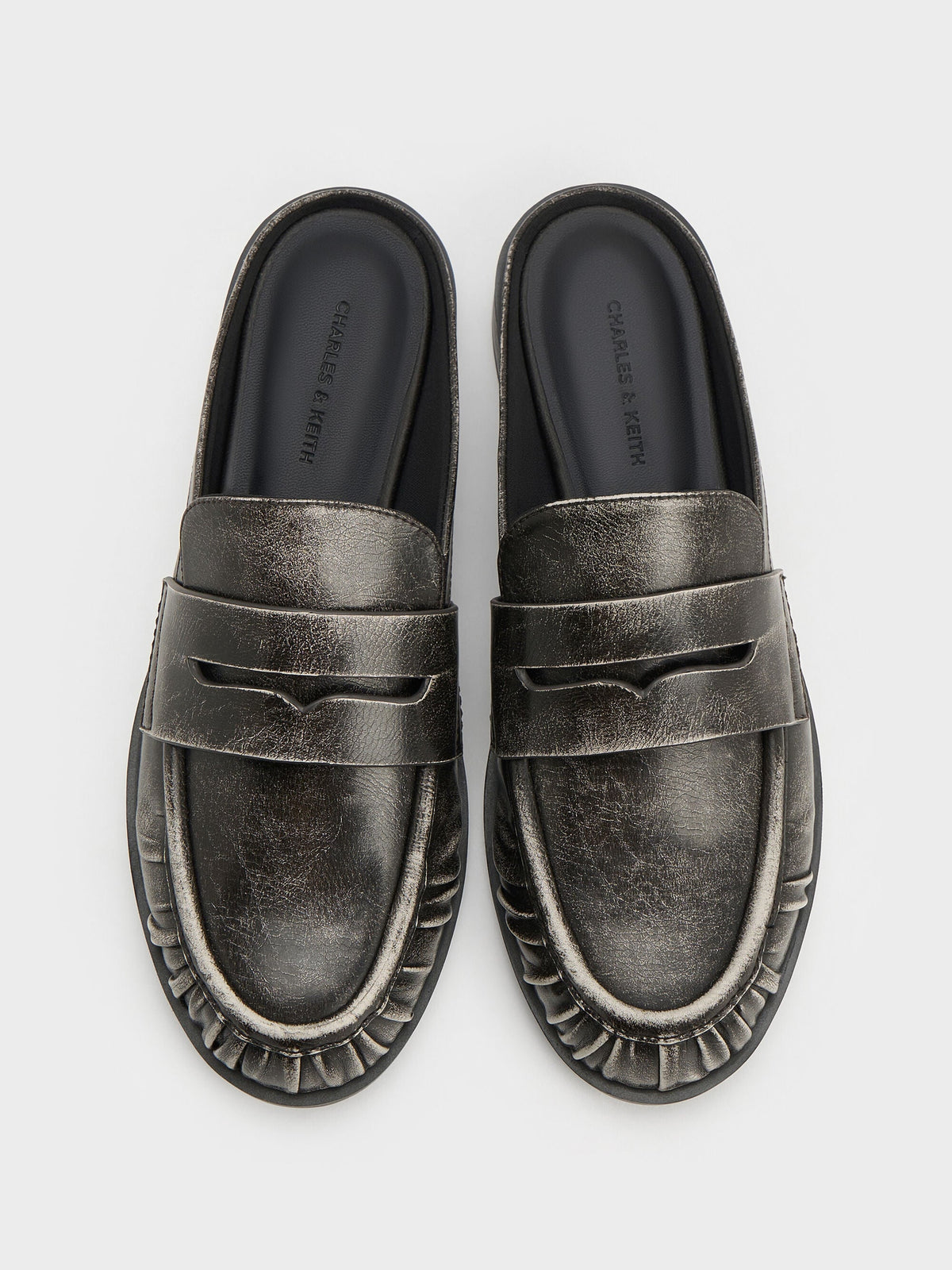 CHARLES & KEITH Classic / Dylan Penny Loafer Mules - Grey