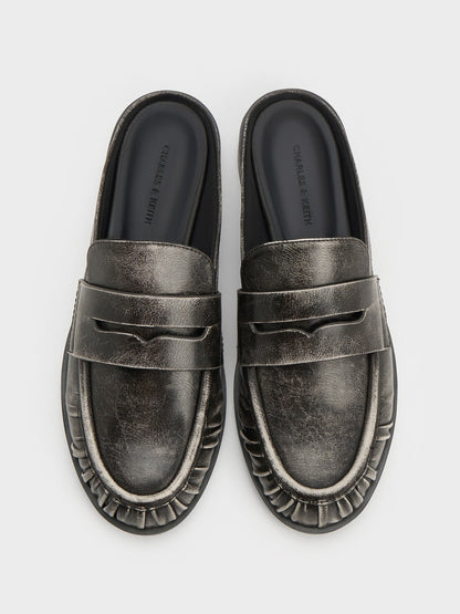 CHARLES & KEITH Classic / Dylan Penny Loafer Mules - Grey