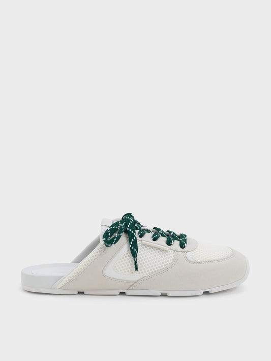 CHARLES & KEITH Recommended / Mesh Lace-Up Sneaker Mules - White