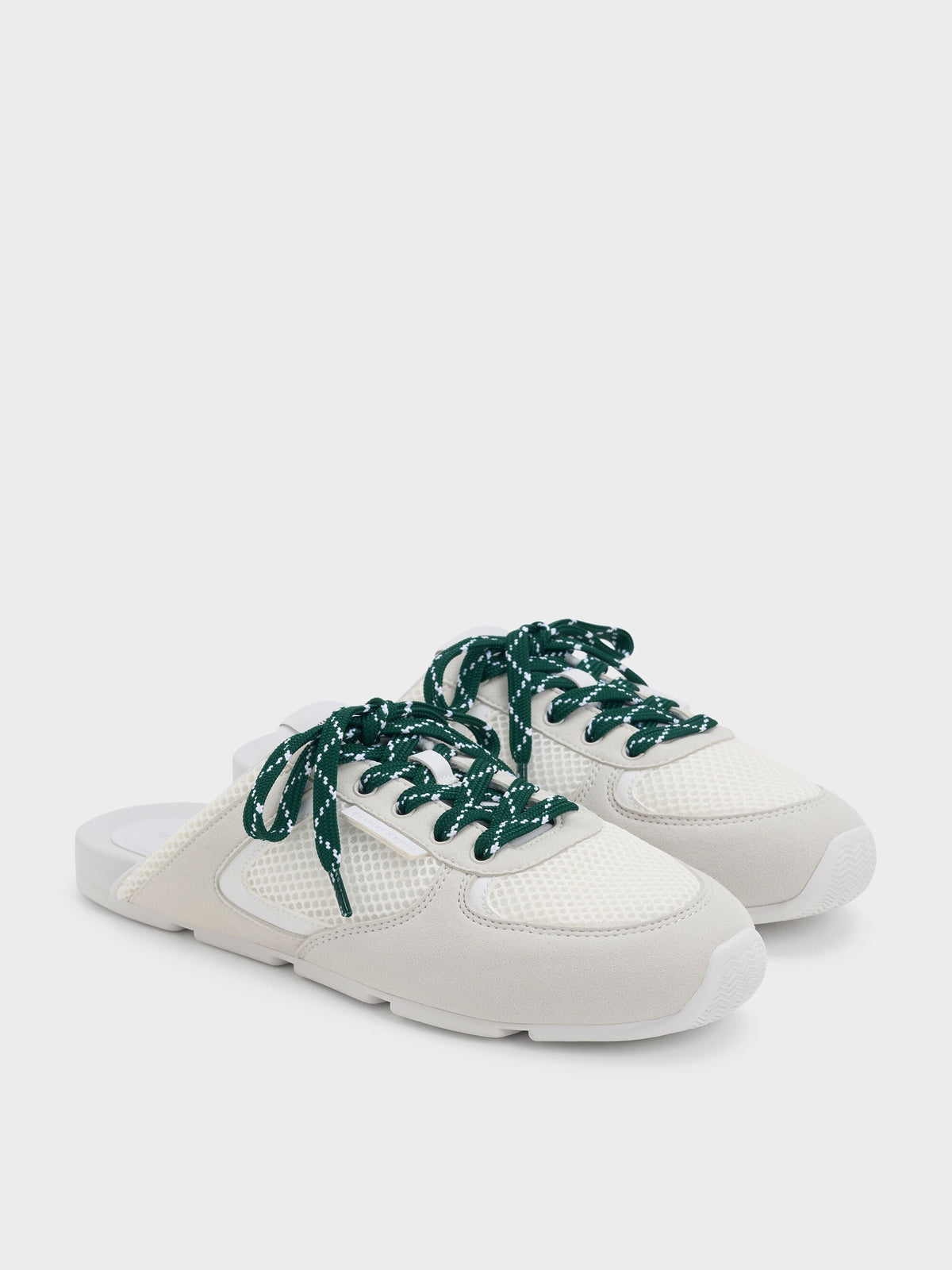 CHARLES & KEITH Recommended / Mesh Lace-Up Sneaker Mules - White