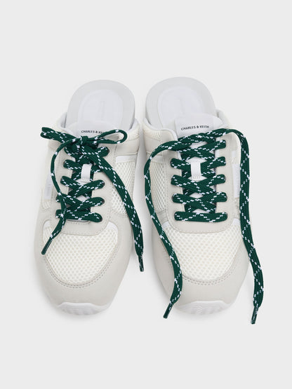 CHARLES & KEITH Recommended / Mesh Lace-Up Sneaker Mules - White
