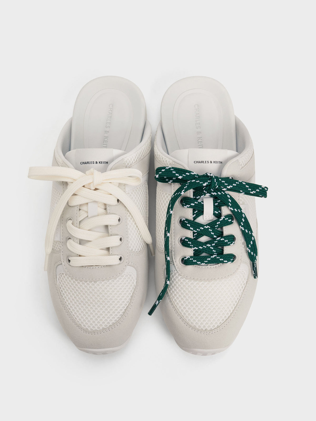 CHARLES & KEITH Recommended / Mesh Lace-Up Sneaker Mules - White