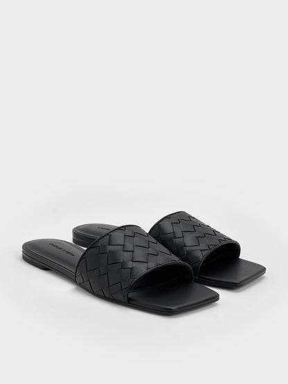 CHARLES & KEITH Latest / Ivette Woven Slide Sandals - Black