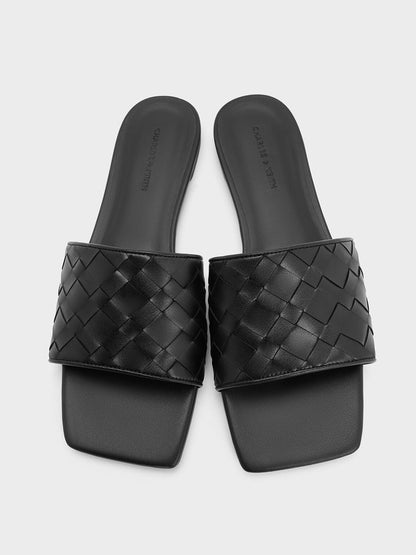 CHARLES & KEITH Latest / Ivette Woven Slide Sandals - Black