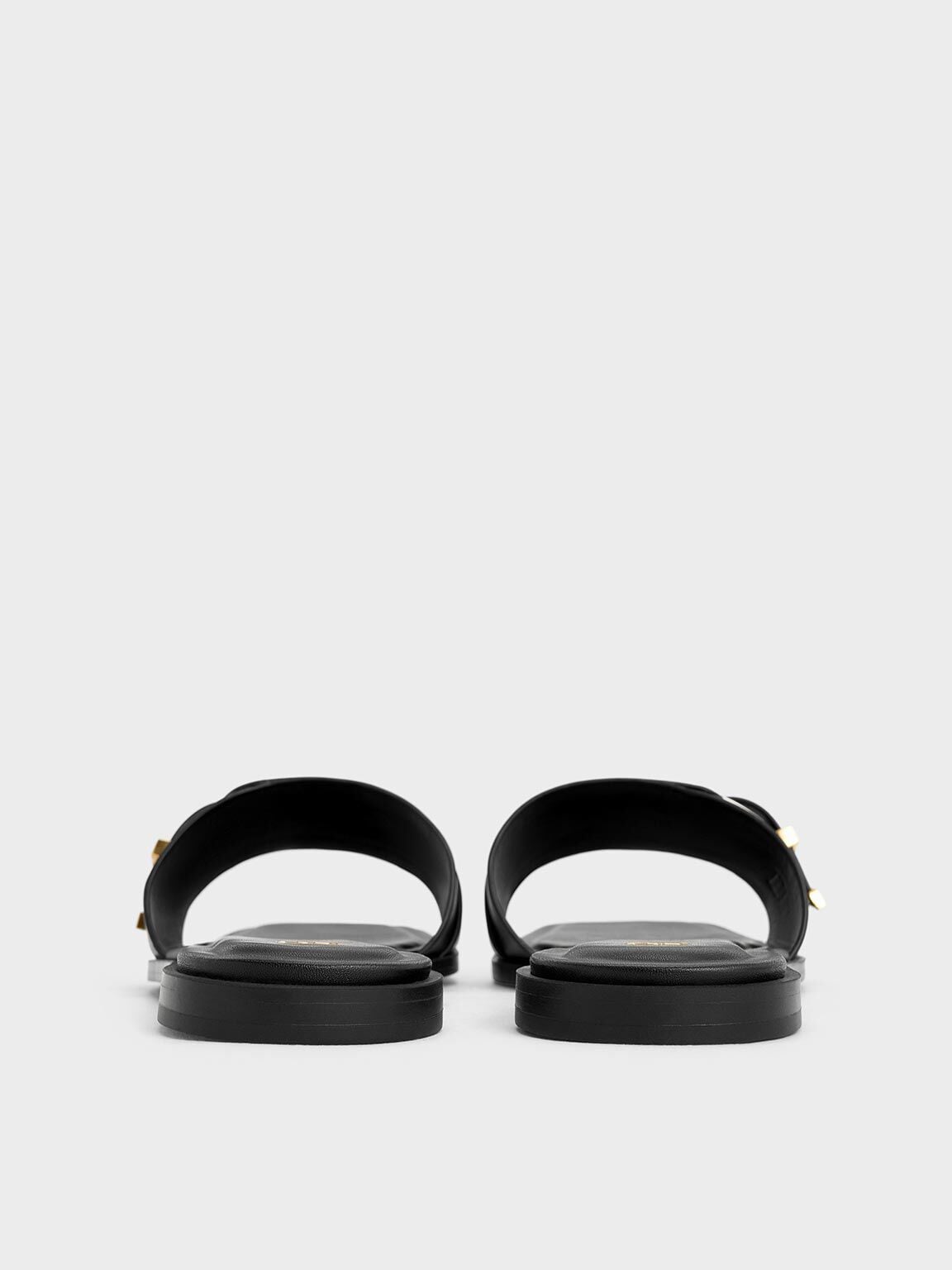 CHARLES & KEITH Recommended / Whitney Leather Slide Sandals - Black