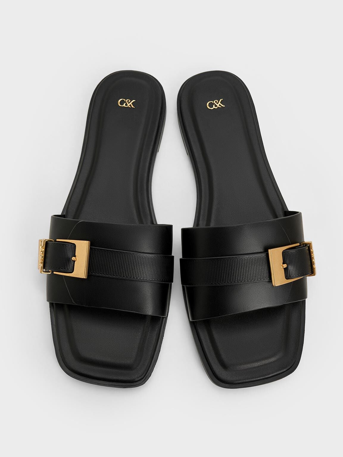 CHARLES & KEITH Recommended / Whitney Leather Slide Sandals - Black