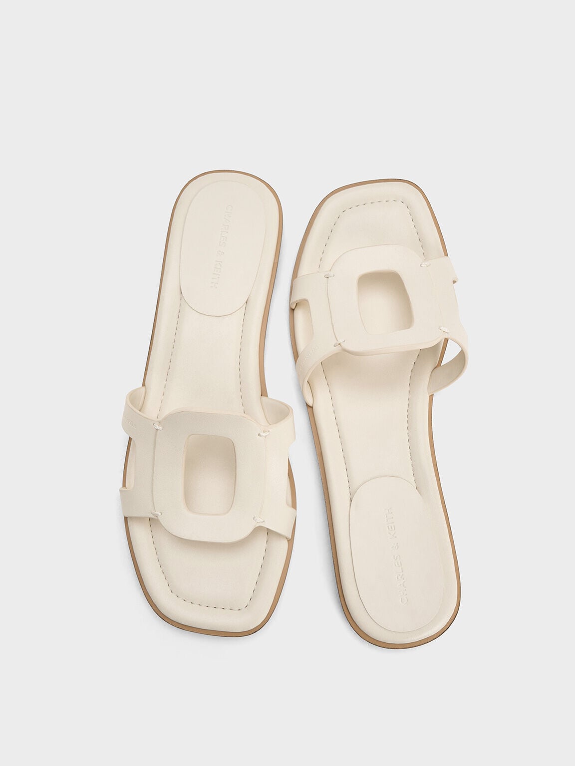 CHARLES & KEITH Recommended / Easley Cut-Out Slide Sandals - Chalk