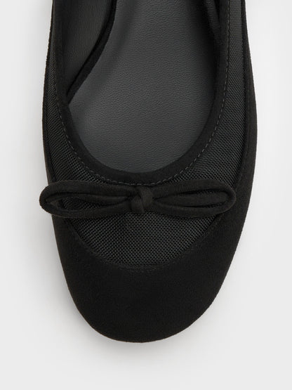 CHARLES & KEITH Value / Mulligan Faux Suede & Mesh Mary Janes - Black Textured