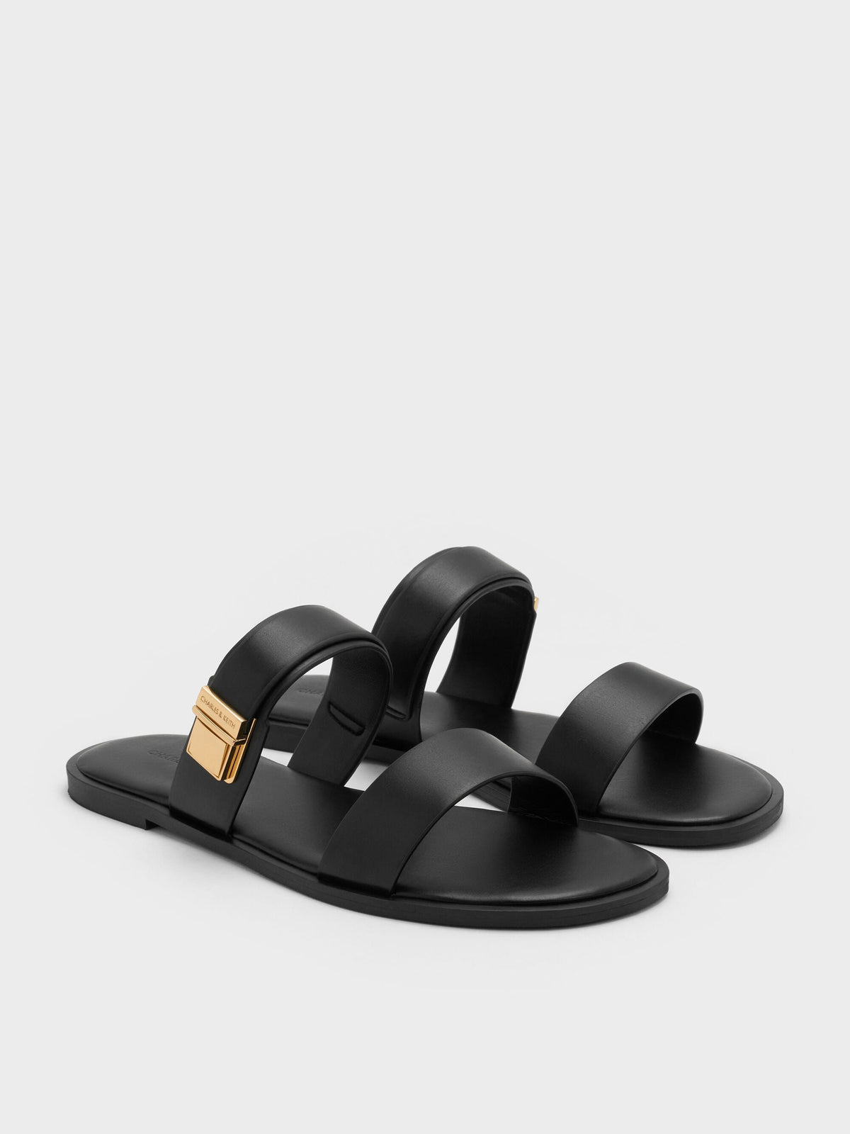 CHARLES & KEITH Value / Dove Double-Strap Sandals - Black