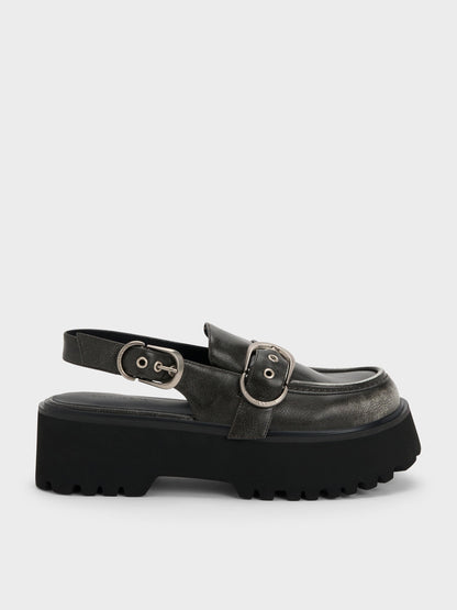 CHARLES & KEITH Discount / Eliot Platform Slingback Loafers - Grey
