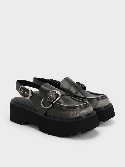 CHARLES & KEITH Discount / Eliot Platform Slingback Loafers - Grey