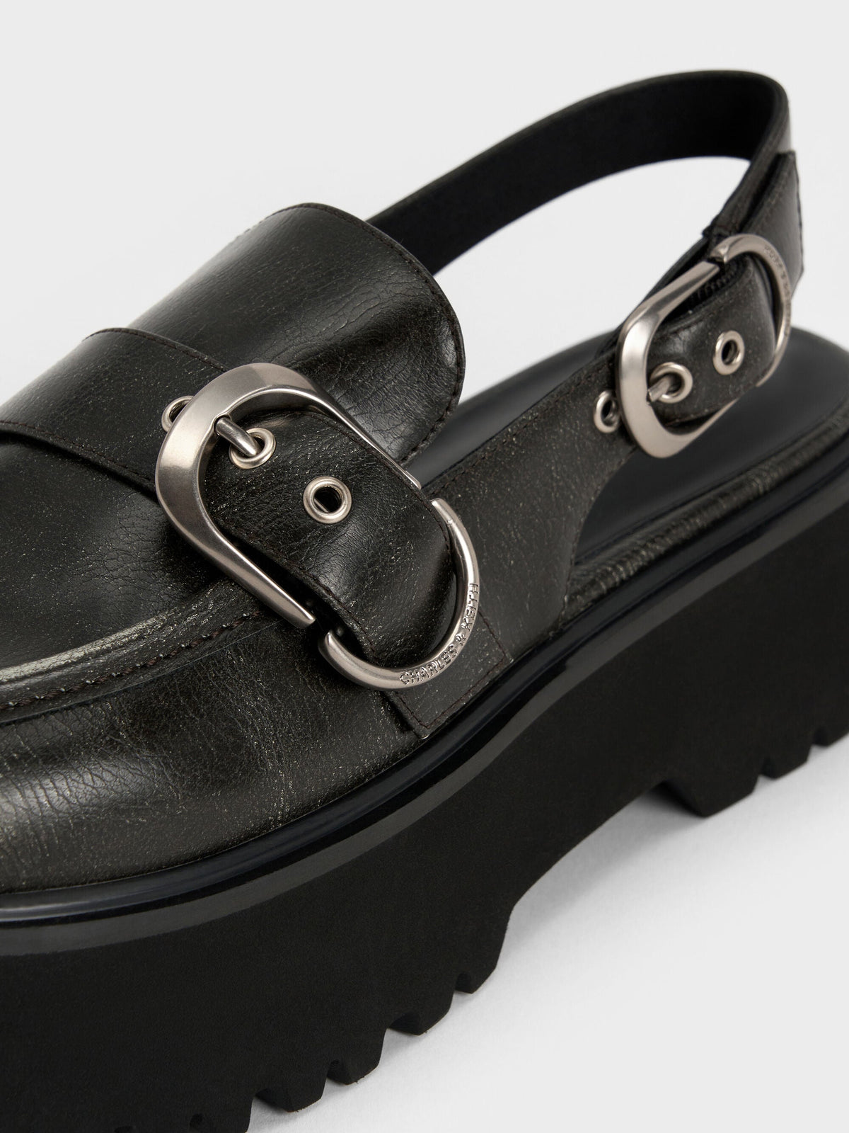 CHARLES & KEITH Discount / Eliot Platform Slingback Loafers - Grey