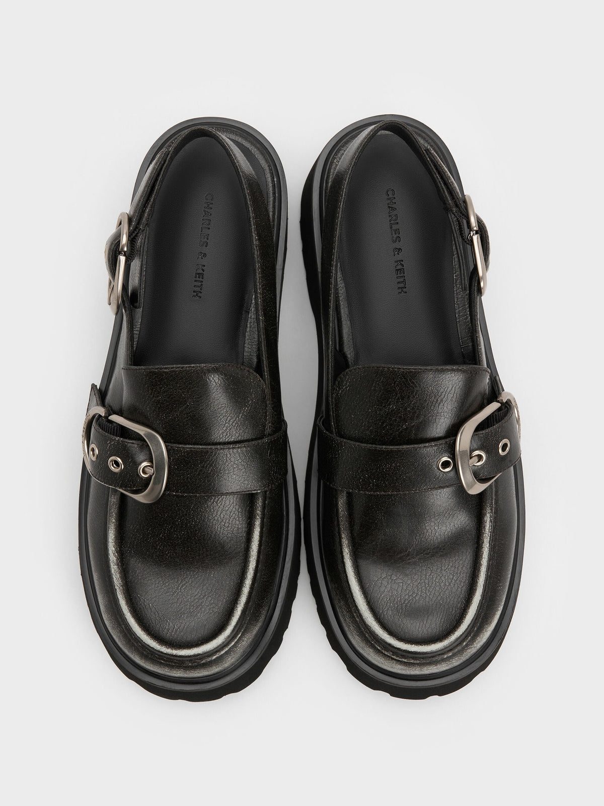 CHARLES & KEITH Discount / Eliot Platform Slingback Loafers - Grey