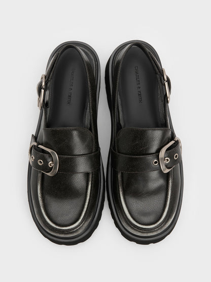 CHARLES & KEITH Discount / Eliot Platform Slingback Loafers - Grey