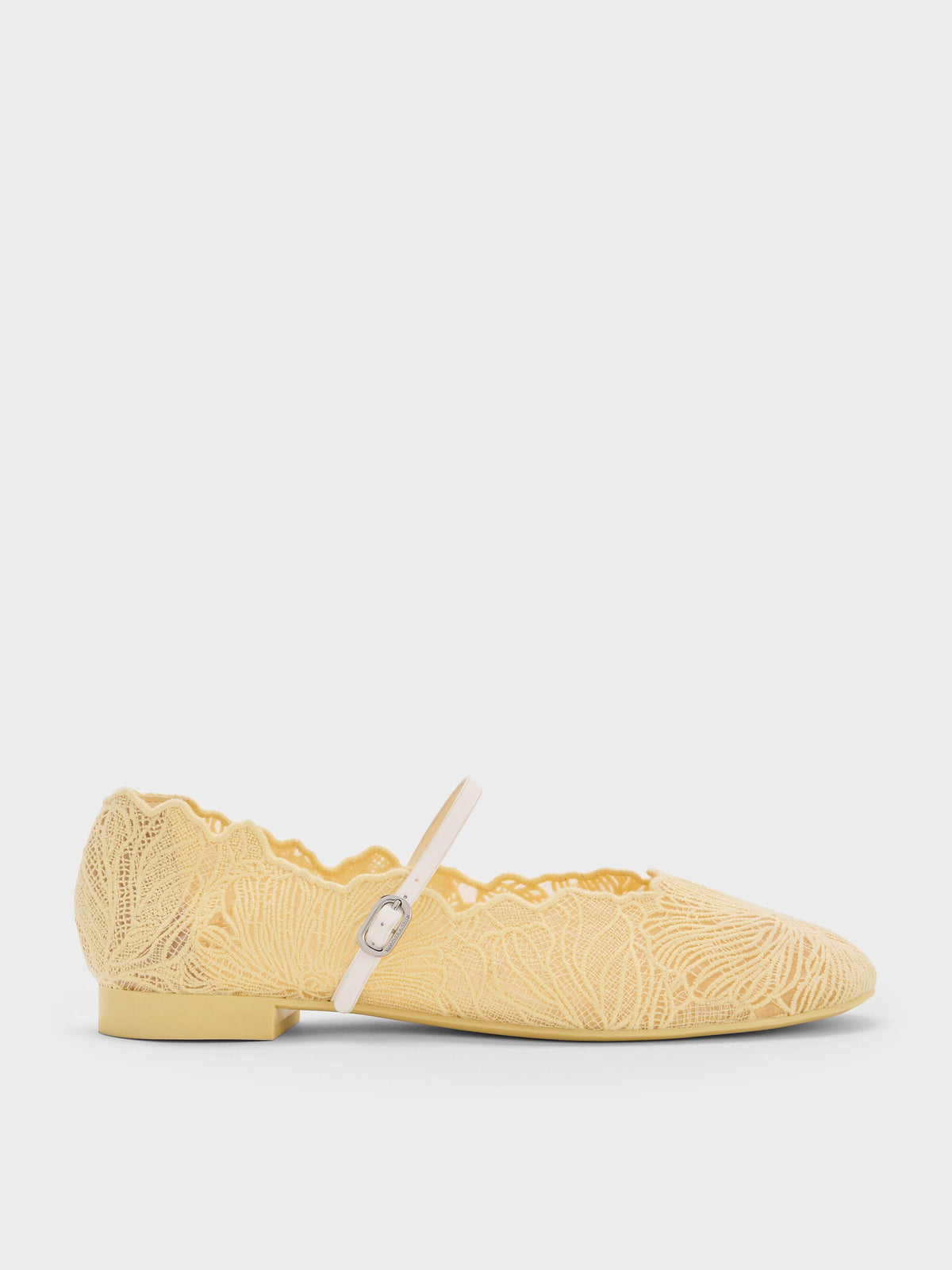CHARLES & KEITH Value / Meja Floral Mary Jane Flats - Yellow