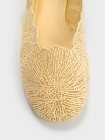 CHARLES & KEITH Value / Meja Floral Mary Jane Flats - Yellow