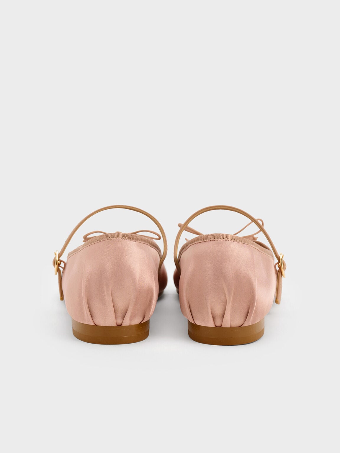 CHARLES & KEITH Value / Emiko Satin Bow Mary Jane Flats - Nude
