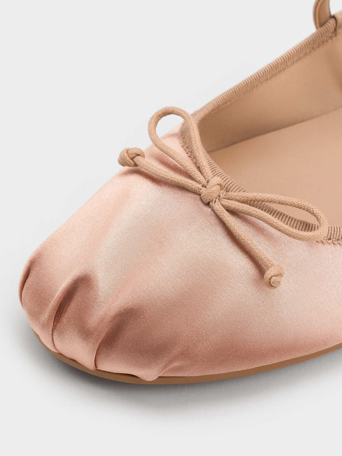 CHARLES & KEITH Value / Emiko Satin Bow Mary Jane Flats - Nude