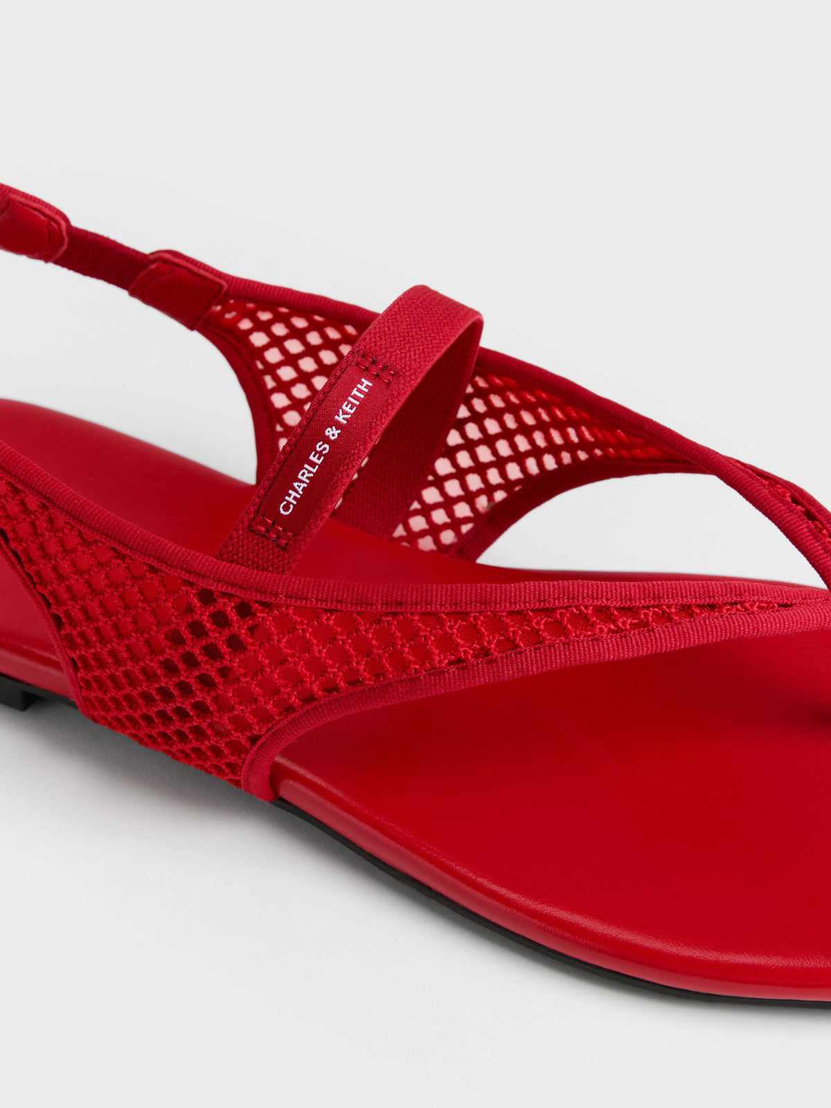CHARLES & KEITH Best Seller / Ellory Mesh Thong Slingback Sandals - Red