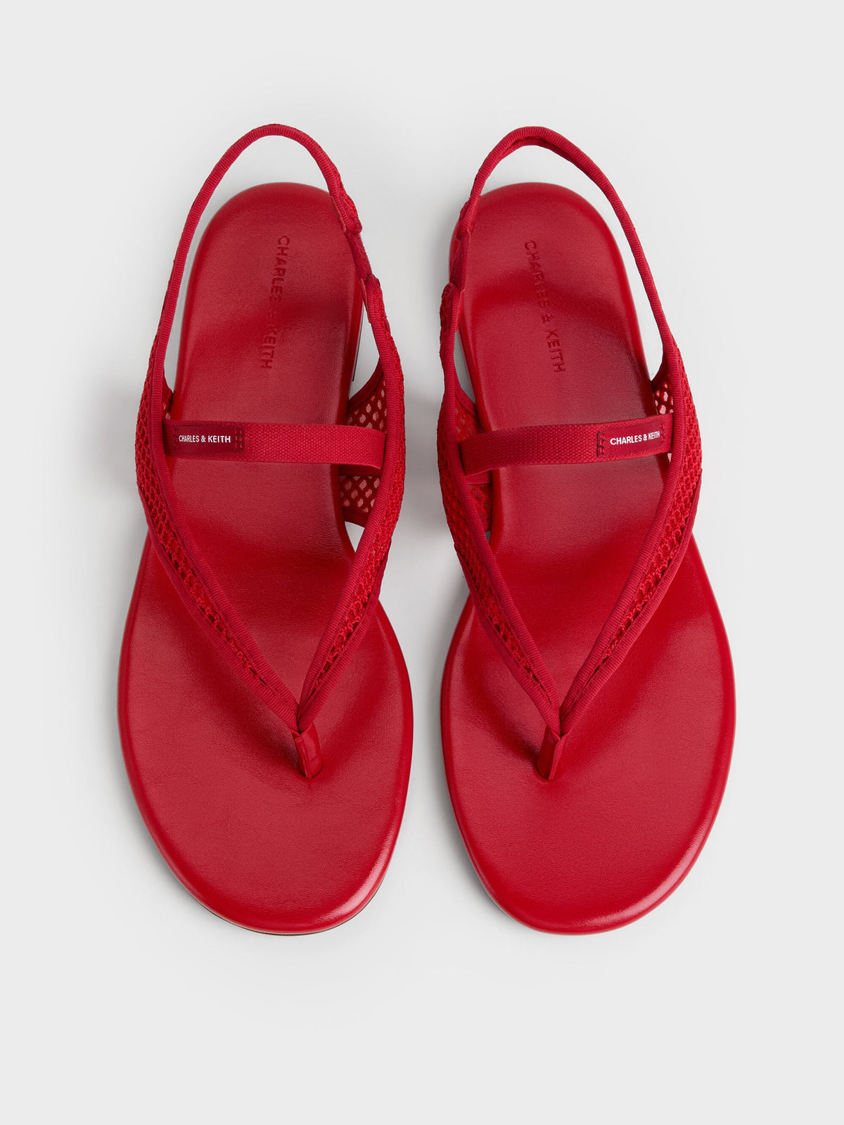 CHARLES & KEITH Best Seller / Ellory Mesh Thong Slingback Sandals - Red