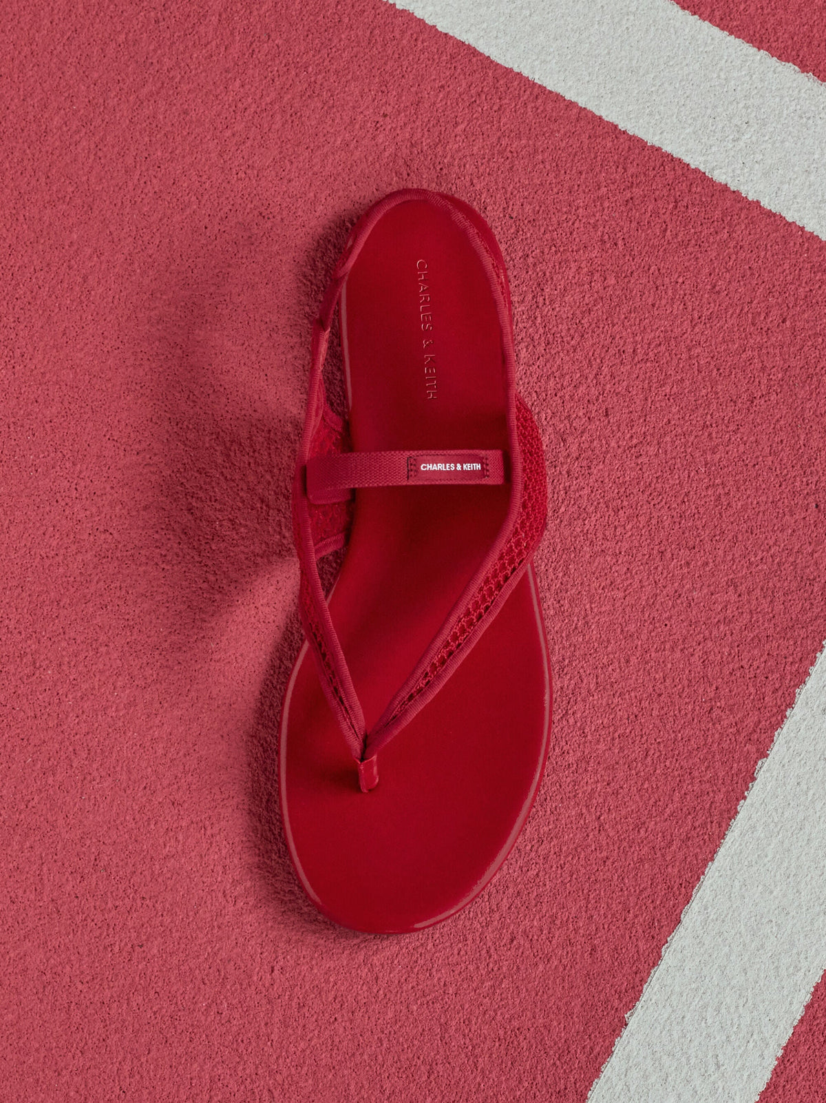 CHARLES & KEITH Best Seller / Ellory Mesh Thong Slingback Sandals - Red