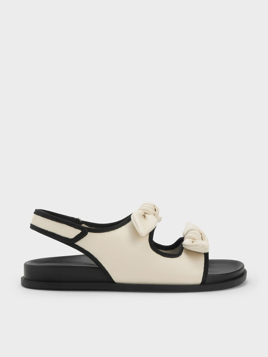 CHARLES & KEITH Deals / Contrast-Trim Knot-Bow Slingback Sandals - Chalk
