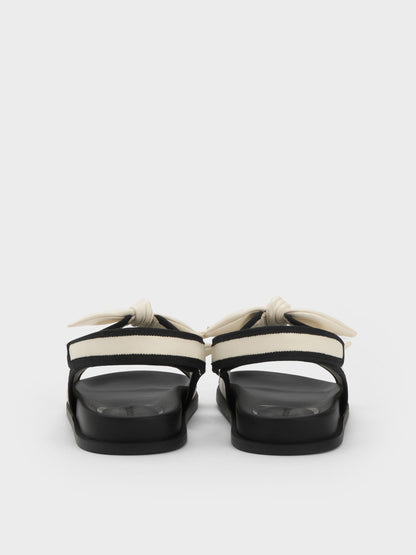 CHARLES & KEITH Deals / Contrast-Trim Knot-Bow Slingback Sandals - Chalk
