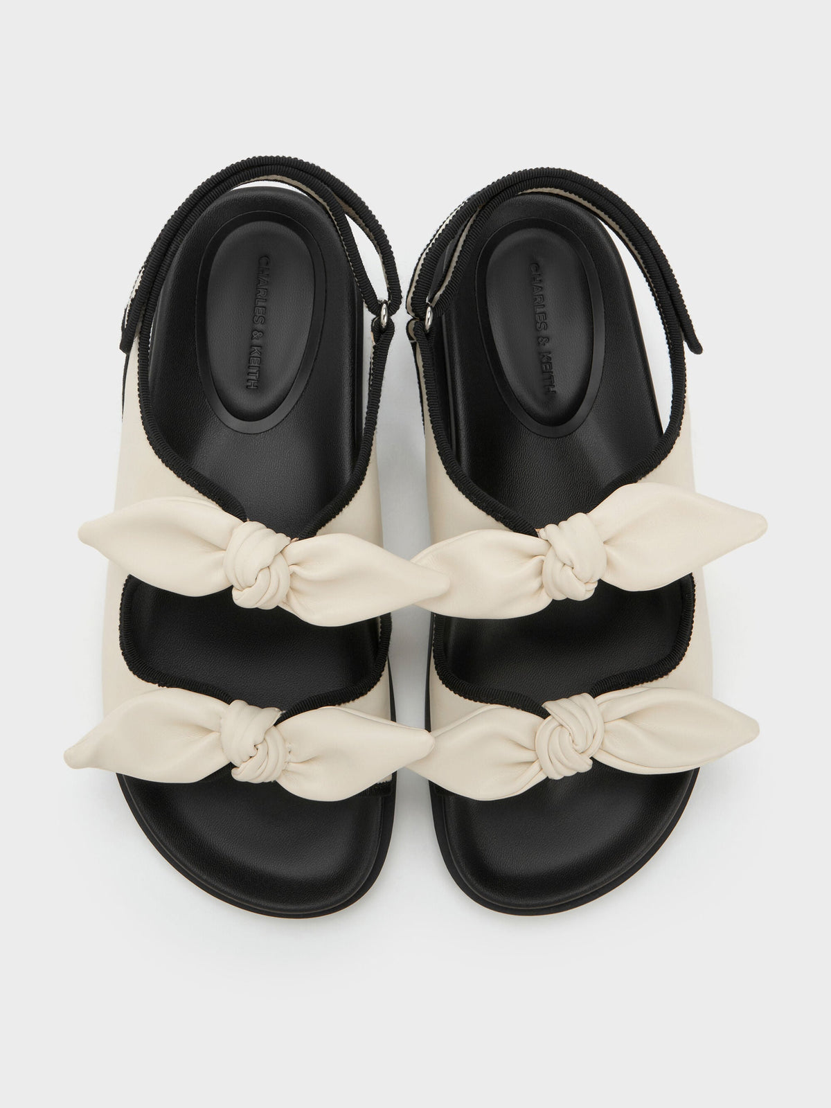 CHARLES & KEITH Deals / Contrast-Trim Knot-Bow Slingback Sandals - Chalk