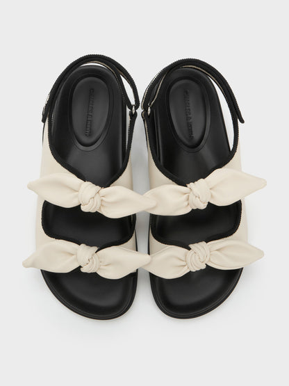 CHARLES & KEITH Deals / Contrast-Trim Knot-Bow Slingback Sandals - Chalk