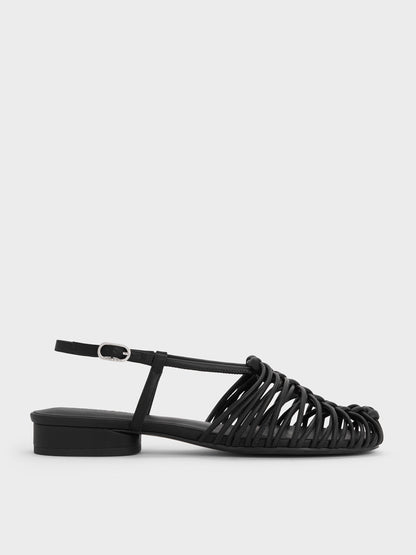 CHARLES & KEITH Special Offer / Linnea Woven Slingback Caged Sandals - Black