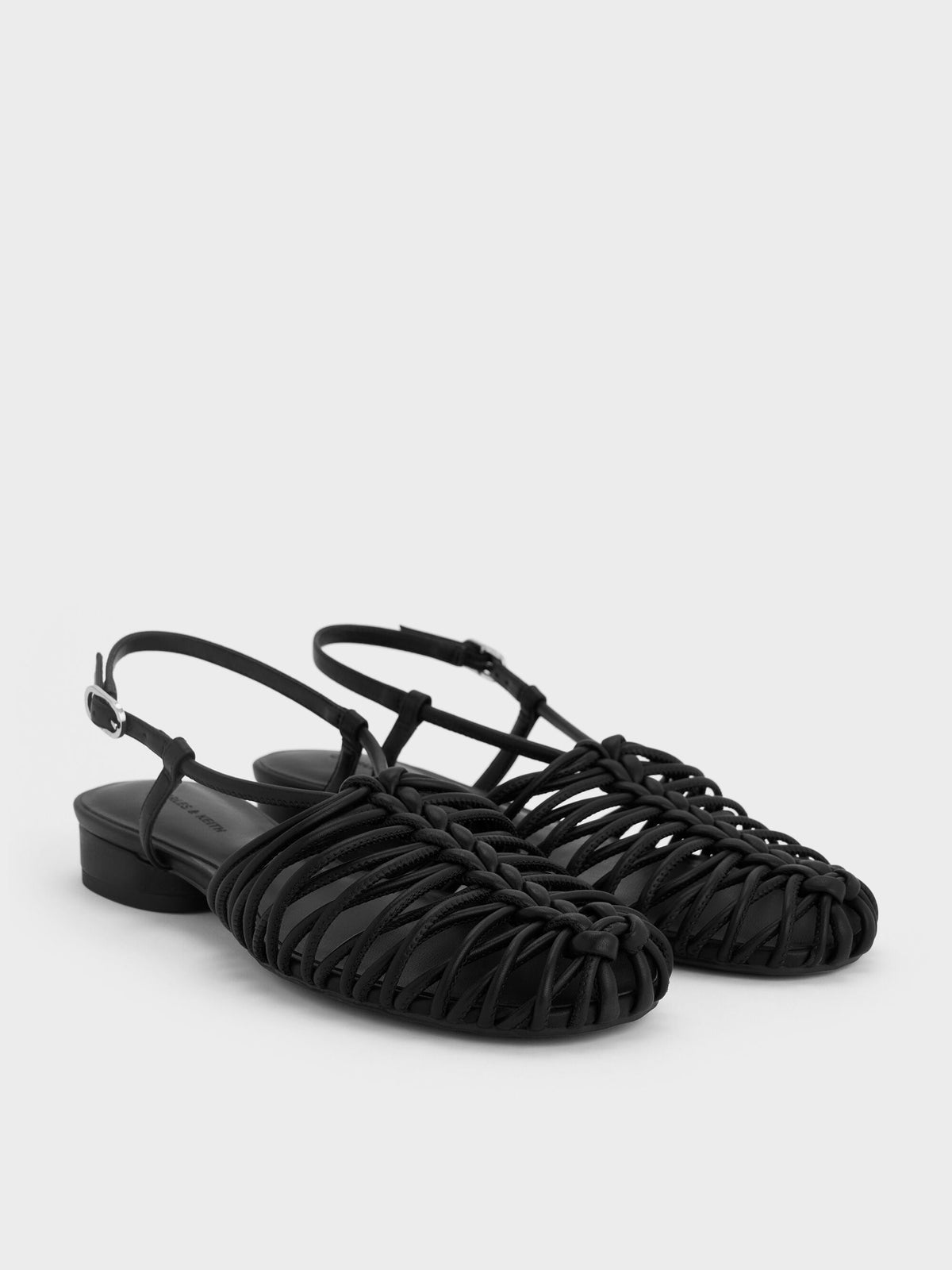 CHARLES & KEITH Special Offer / Linnea Woven Slingback Caged Sandals - Black