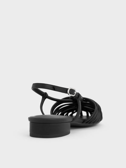 CHARLES & KEITH Special Offer / Linnea Woven Slingback Caged Sandals - Black