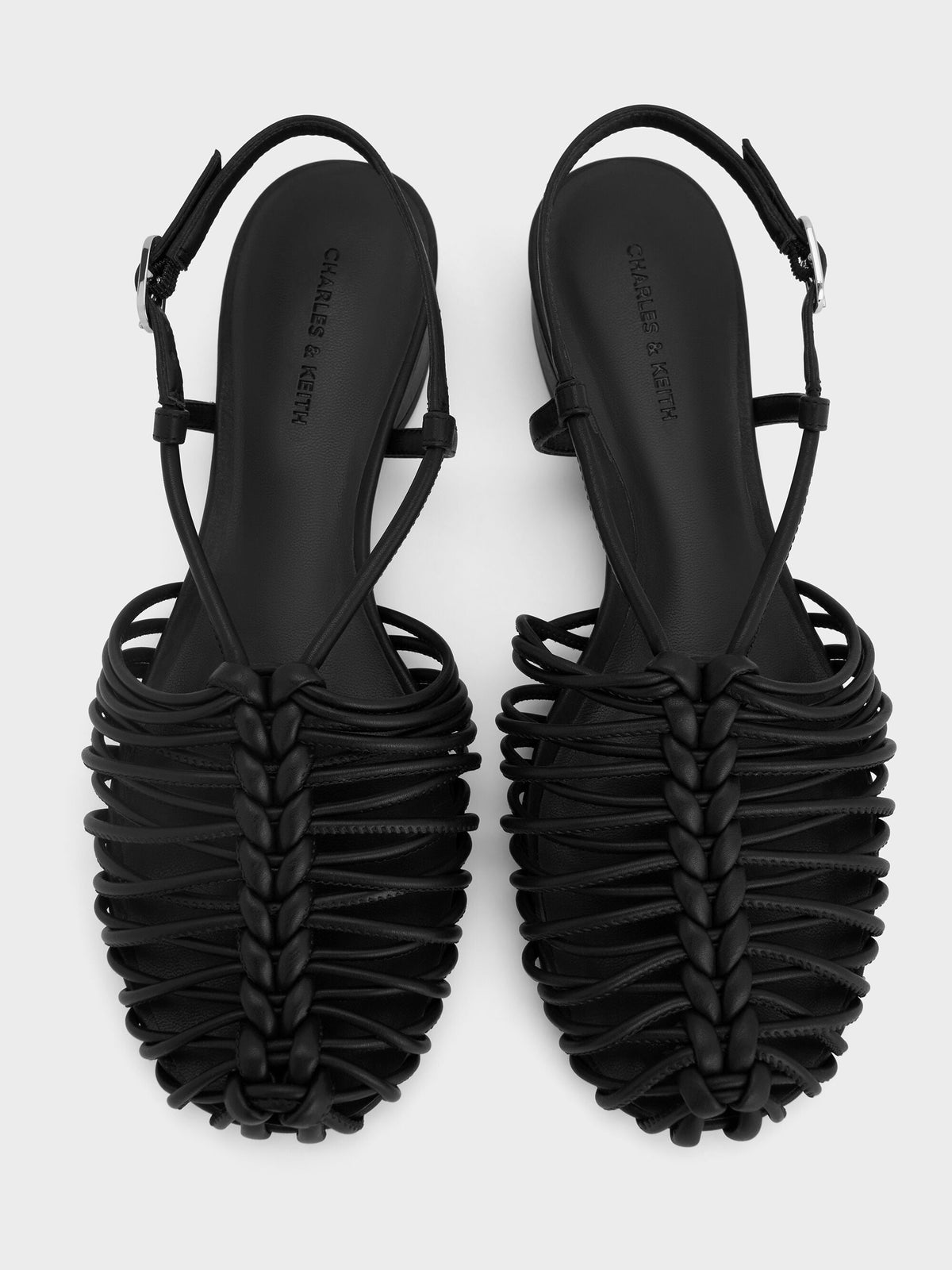CHARLES & KEITH Special Offer / Linnea Woven Slingback Caged Sandals - Black