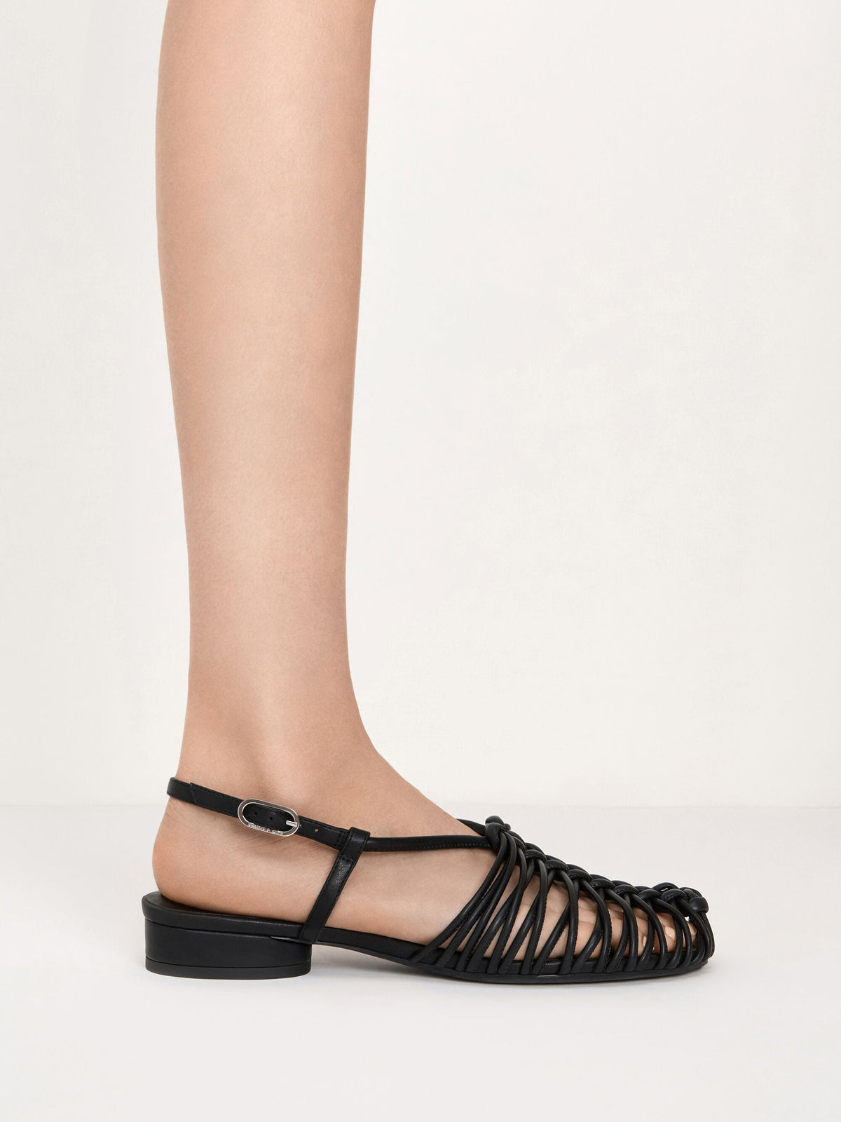 CHARLES & KEITH Special Offer / Linnea Woven Slingback Caged Sandals - Black