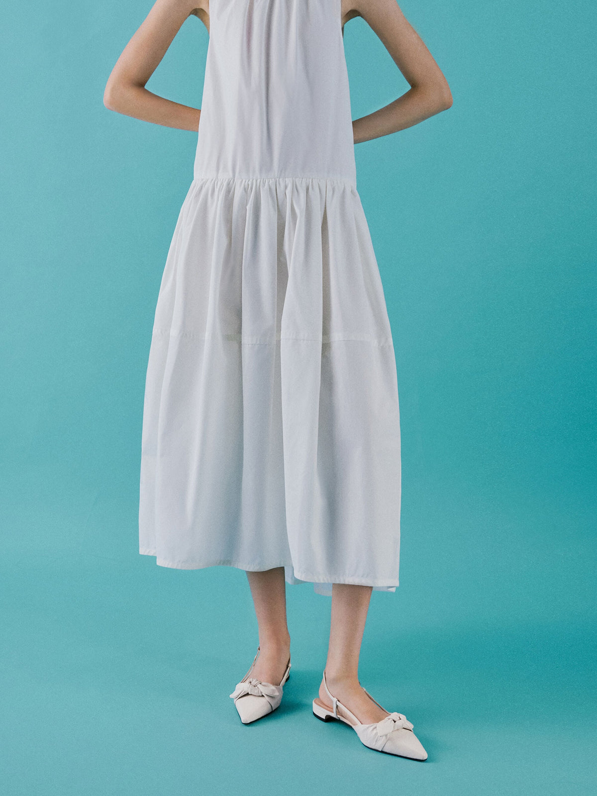 CHARLES & KEITH Trending / Jayce Leather Knot-Bow Slingback Flats - White