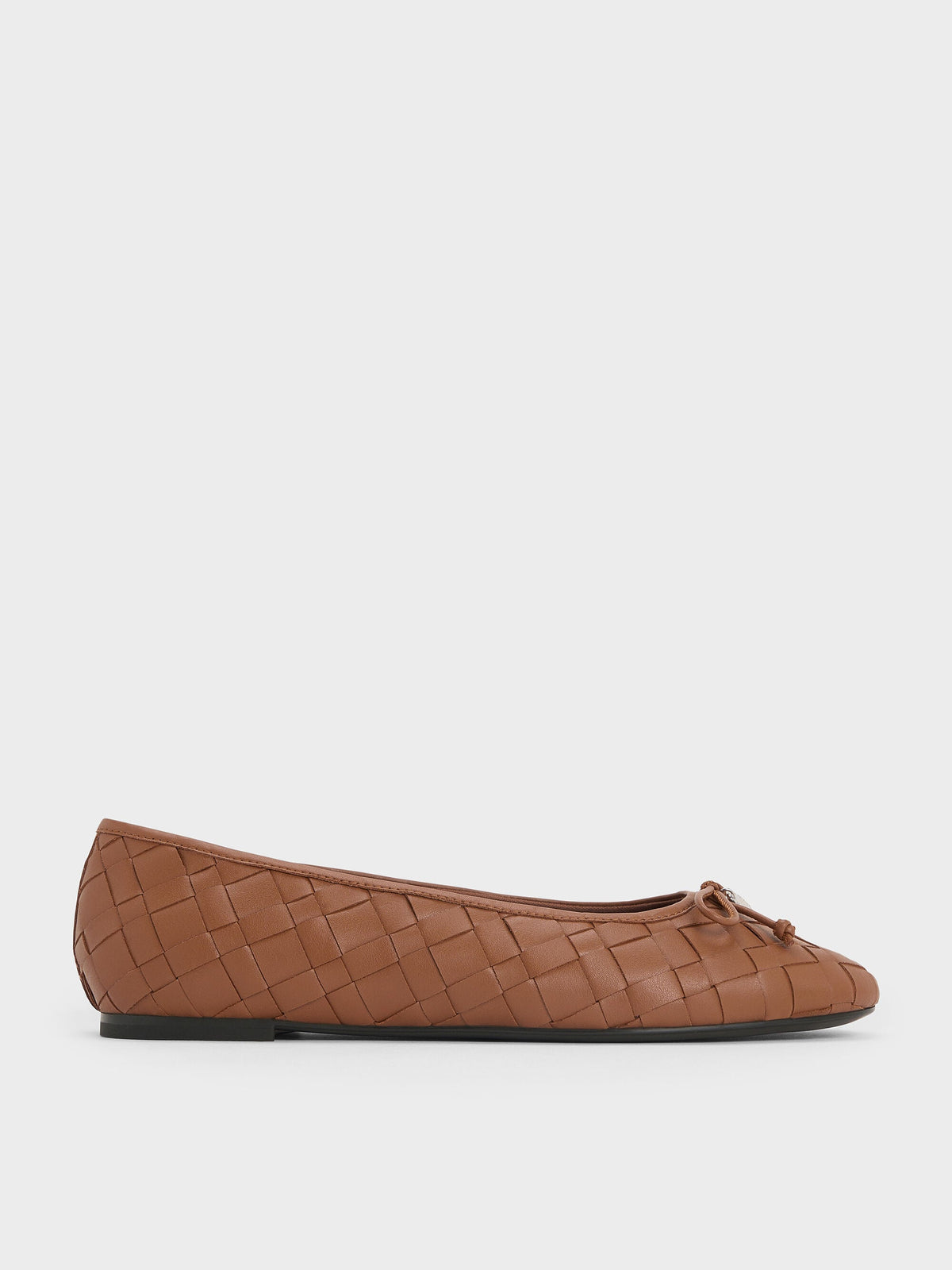 CHARLES & KEITH Deals / Ivette Woven Bow Ballet Flats - Brown